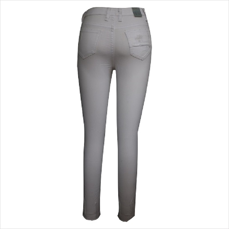 hoge taille witte gescheurde knie en zoom skinny jeans WS1001