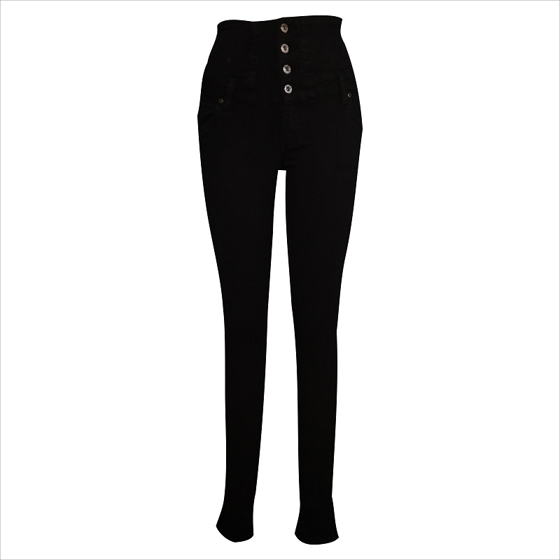 mode vier knopen hoge taille skinny jean WS1003