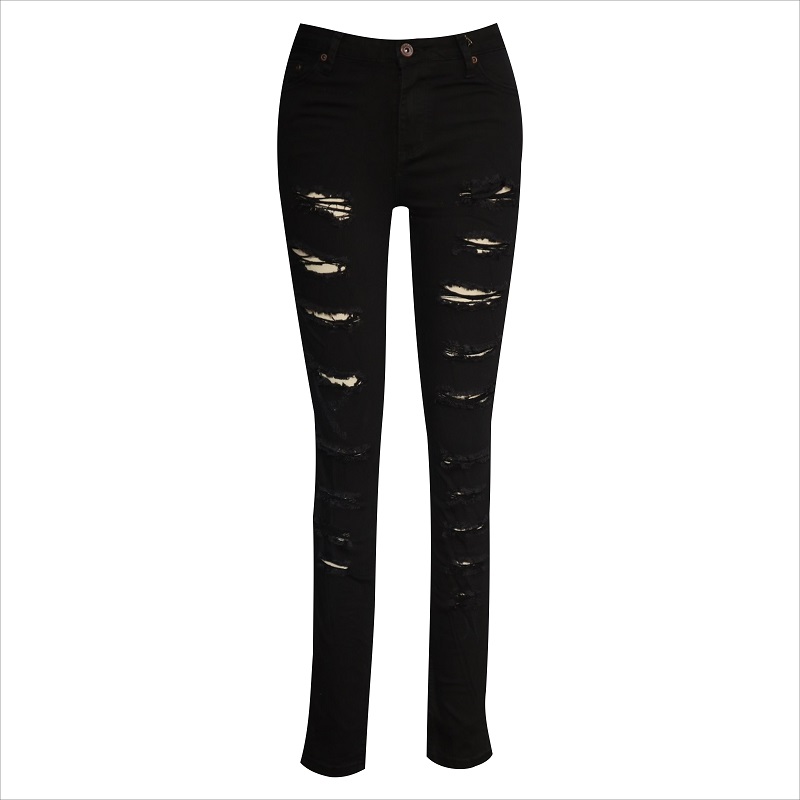 Overal geripte zwarte skinny jeans WS1015