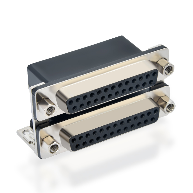 d sub 25-pins connector met dubbele poort haaks op de pcb mount vrouw op vrouw