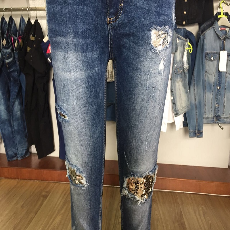 dames rip-jean met paillettendecoratie WSMC7056