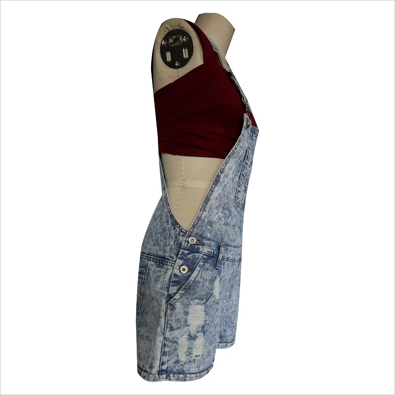 fashion acid wash rip dungaree WS1015