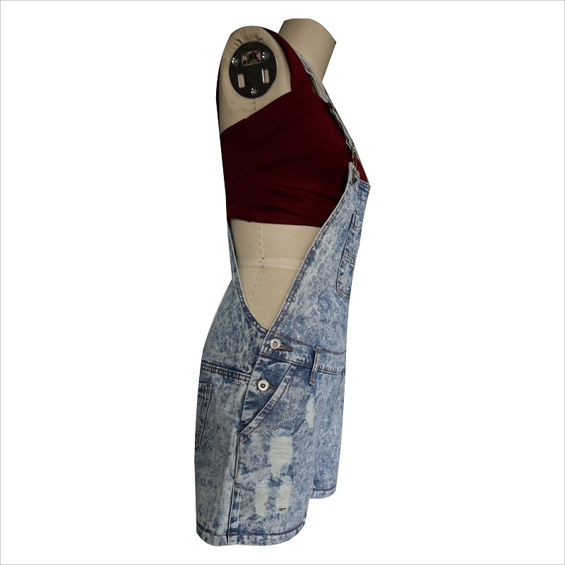 fashion acid wash rip dungaree WS1015