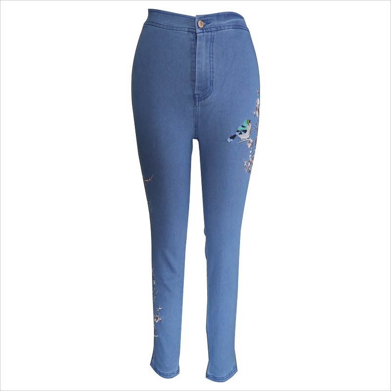 mode borduurwerk blauwe skinny jeans WS10123