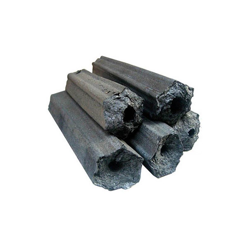Zwart houtskooltype en All-Shape houtskoolbriketten in zeshoekig