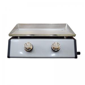 Draagbare outdoor gietijzeren plancha gasgrill 2 branders