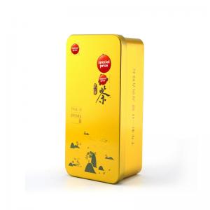 Rechthoekige goudkleurige metalen theeblik