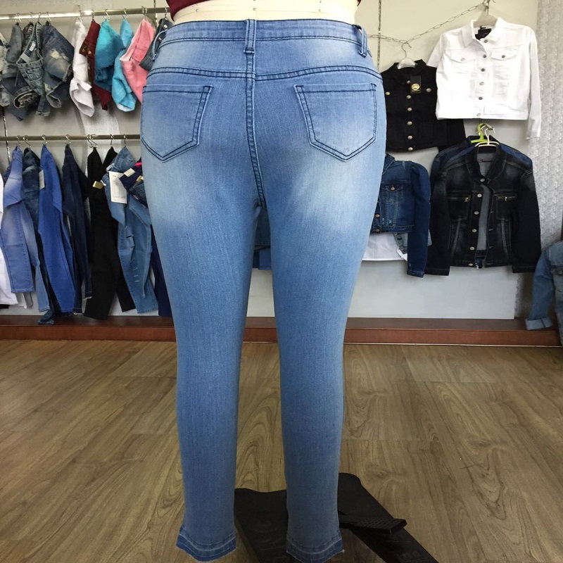 blauwe noodlijdende skinny jeans WS101127