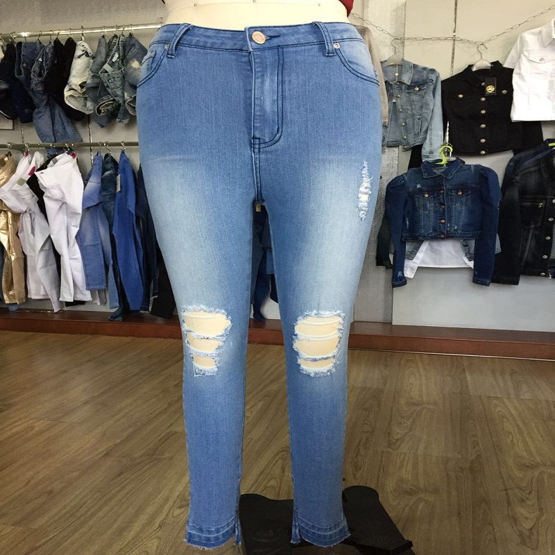 blauwe noodlijdende skinny jeans WS101127