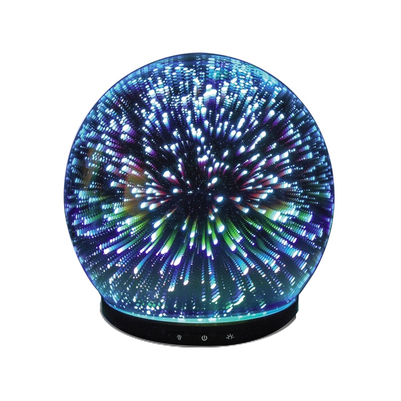 Beste product in VS ultrasoon elektrisch vuurwerk glas luchtbevochtiger aroma etherische olie diffuser met kleurrijk licht