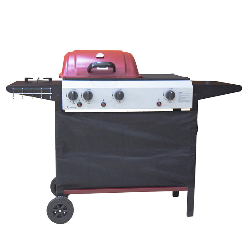 CE-goedkeuring 3 + 1 branders bbq-gasgrill voor buitengebruik commerciële gasgrill met zijbrander