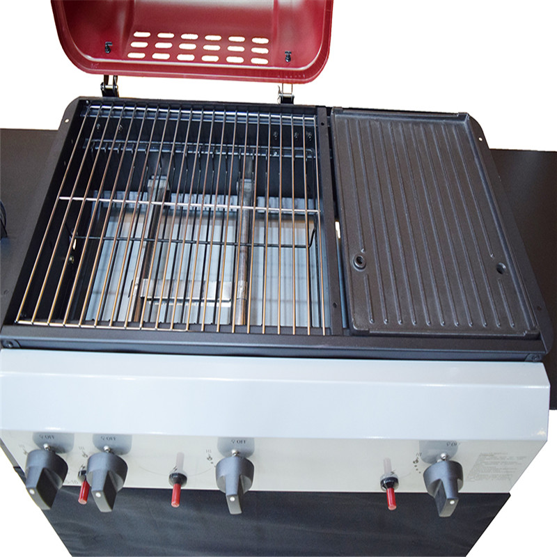 CE-goedkeuring 3 + 1 branders bbq-gasgrill voor buitengebruik commerciële gasgrill met zijbrander