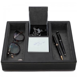 Zwarte lederen valetlade