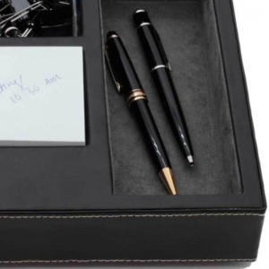 Zwarte lederen valetlade