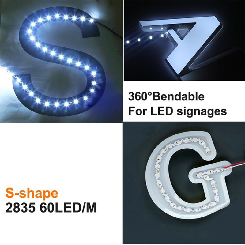 Nieuwe collectie Op maat gemaakt ontwerp IP20 Smd 2835 S Vorm LED Buigbare LED-strips Flexibele LED-strip 360 graden