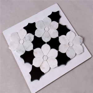 HSC62 Mooie zwart-witte tegel badkamer met bloem marmeren mozaïek vloertegel en wandtegel