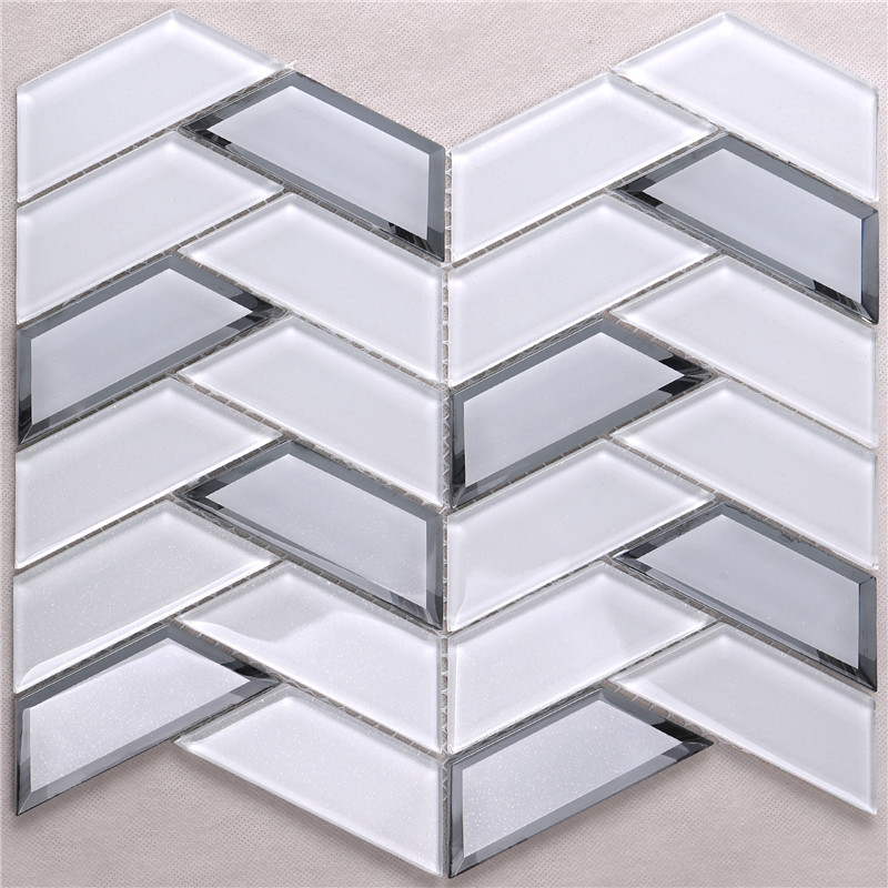 HMB35 Super White Foshan Factory Waaiervormige visschubben Glasmozaïektegels