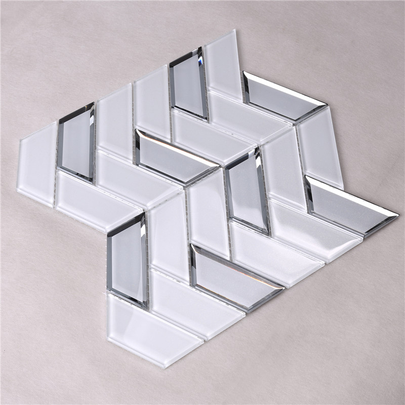 HMB35 Super White Foshan Factory Waaiervormige visschubben Glasmozaïektegels