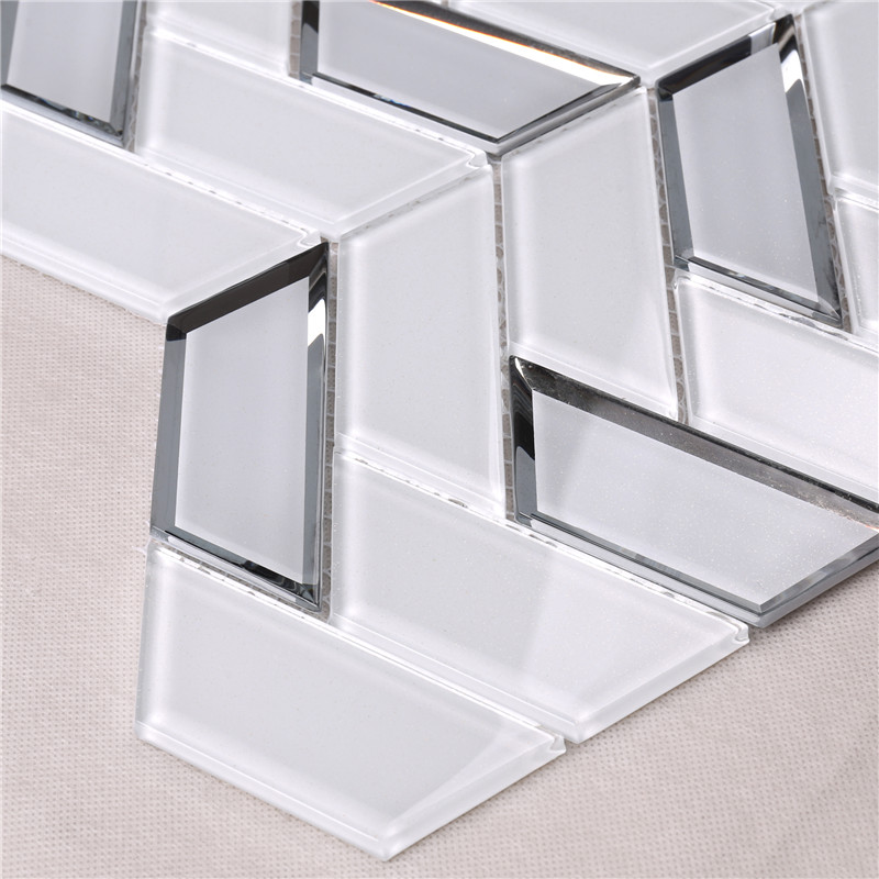 HMB35 Super White Foshan Factory Waaiervormige visschubben Glasmozaïektegels
