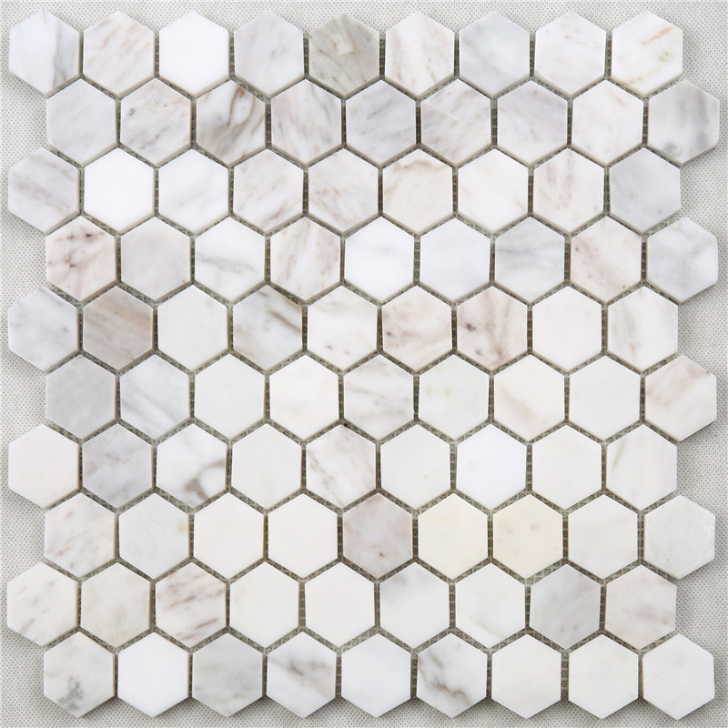 SDL40 Witte Carrara zeshoek marmeren mozaïektegels medaillon voor badkamer keukentegels