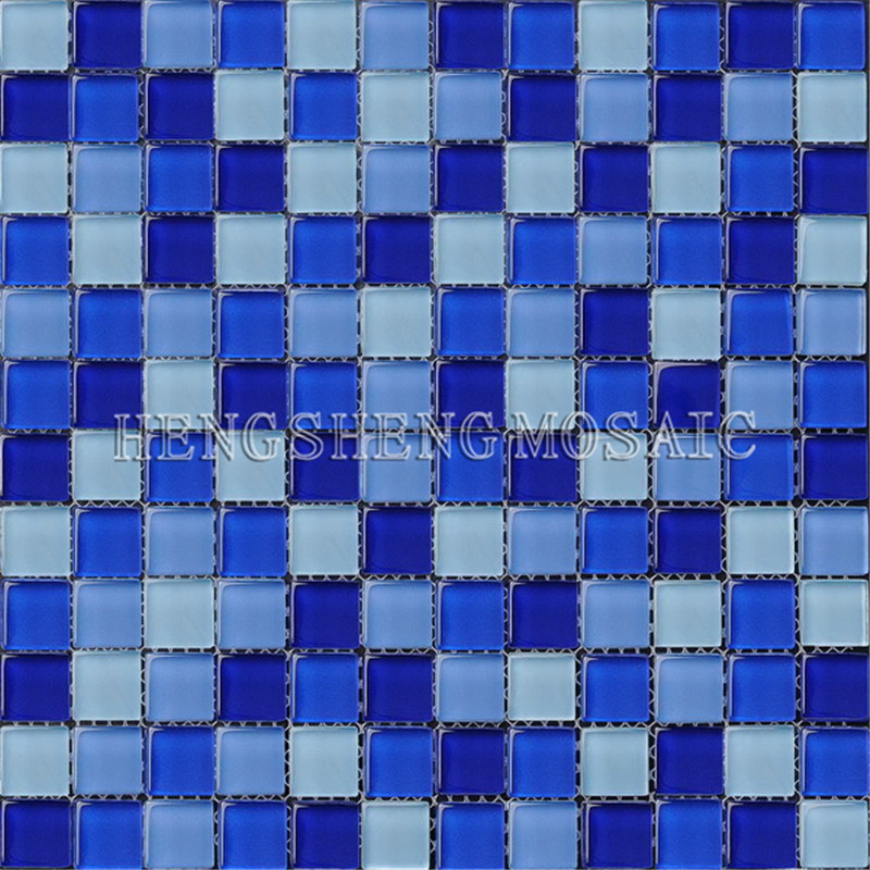 HXB104 antislip vierkante glasmozaïektegels voor goedkoop zwembadmozaïektegels blauw