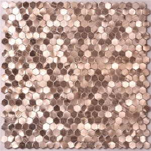 Nieuwkomers Rose Gold Mix Brown Metal Mosaic Tile Wall Art