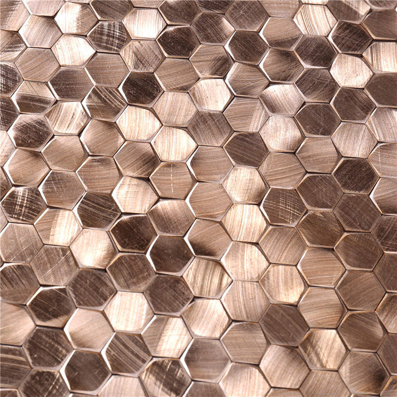 Nieuwkomers Rose Gold Mix Brown Metal Mosaic Tile Wall Art