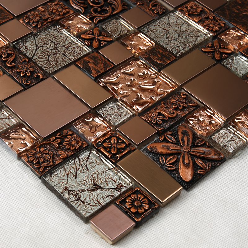 Luxe antieke Rose goud folie glas Carve hars keuken Backsplash mozaïek tegel