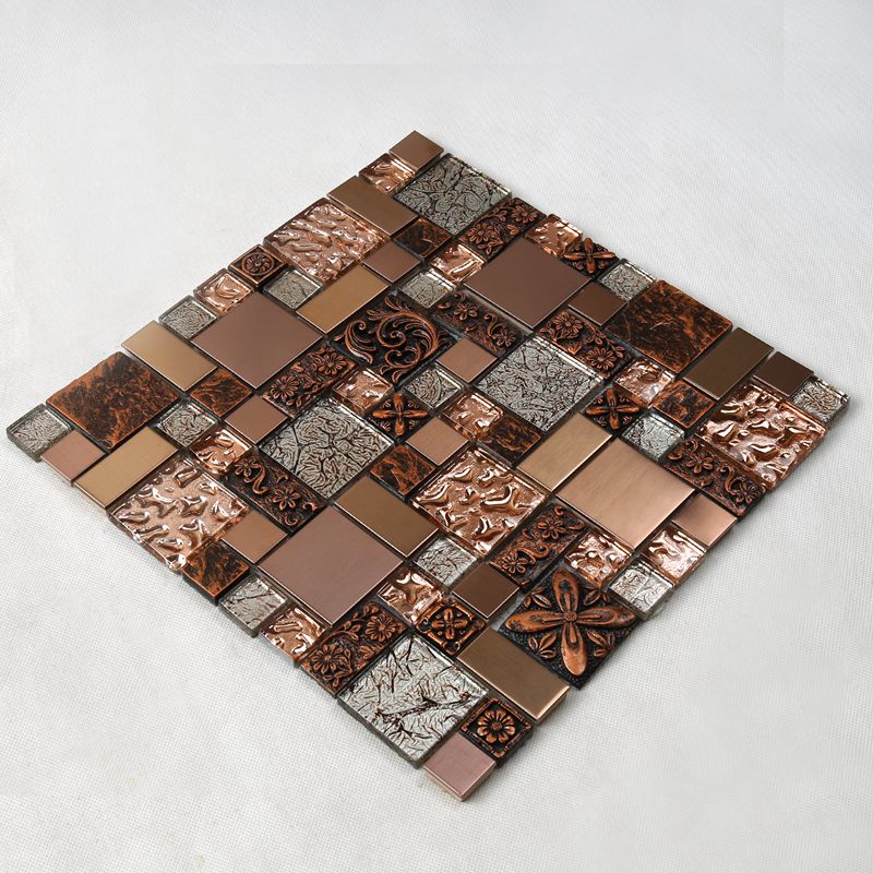 Luxe antieke Rose goud folie glas Carve hars keuken Backsplash mozaïek tegel