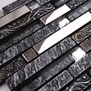 Nieuwste ontwerp Romeinse antieke luxe bronzen anaglyph hars gemengd Glitter kristalglas mozaïek tegel