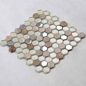 Glitter Verzilveren Gekleurde zeshoek Keramische wandtegel Keuken Backsplash Glasmozaïek
