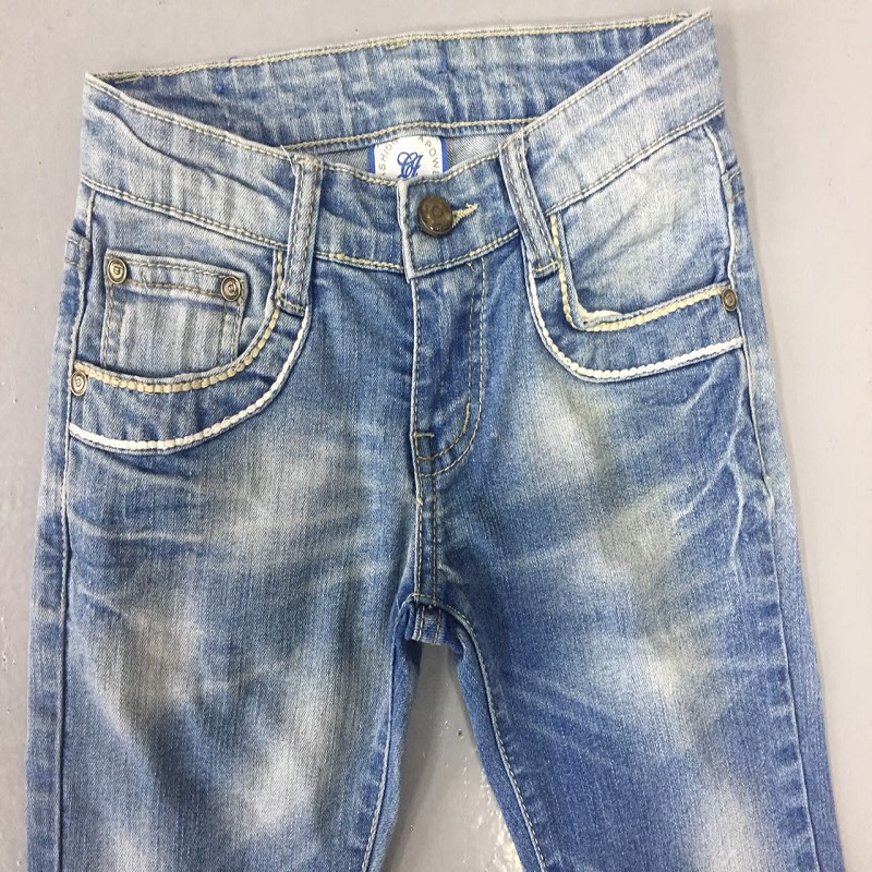 jongen opgestoken rechte pijp met embrodiery stiksels pocket jeans WSG006