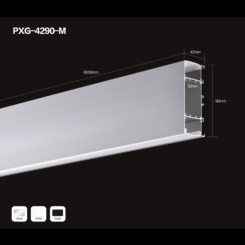Zilver geanodiseerd 6063 T5 aluminium U-profiel voor LED-verlichting