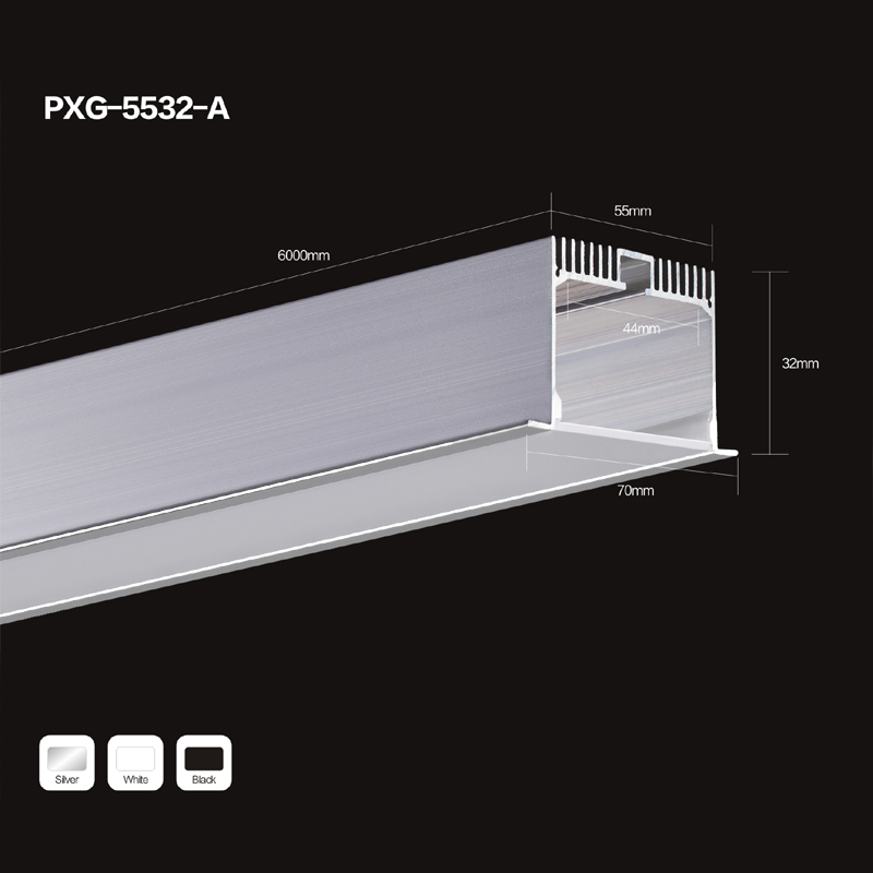 Heet verkoop geëxtrudeerd U-kanaal zwart zilver geanodiseerd LED-strip aluminium frame