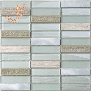 Nieuw product golvende glastegel bubbel glastegel Matglas Gemengd metaal Keramisch Mozaïektegel Voor keuken Spat Terug gebroken glazen tegel arabesk glazen tegel