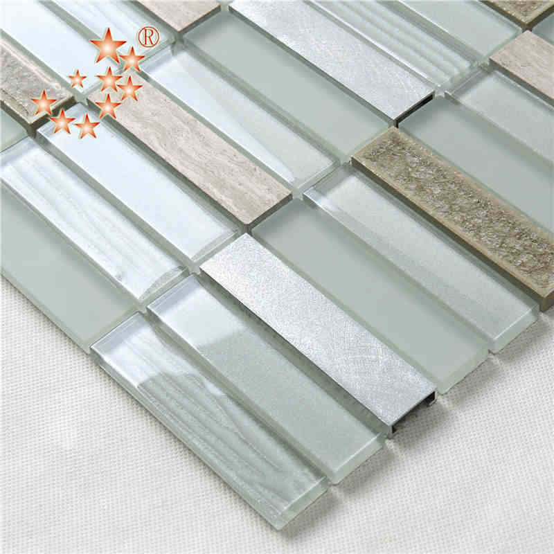 Nieuw product golvende glastegel bubbel glastegel Matglas Gemengd metaal Keramisch Mozaïektegel Voor keuken Spat Terug gebroken glazen tegel arabesk glazen tegel