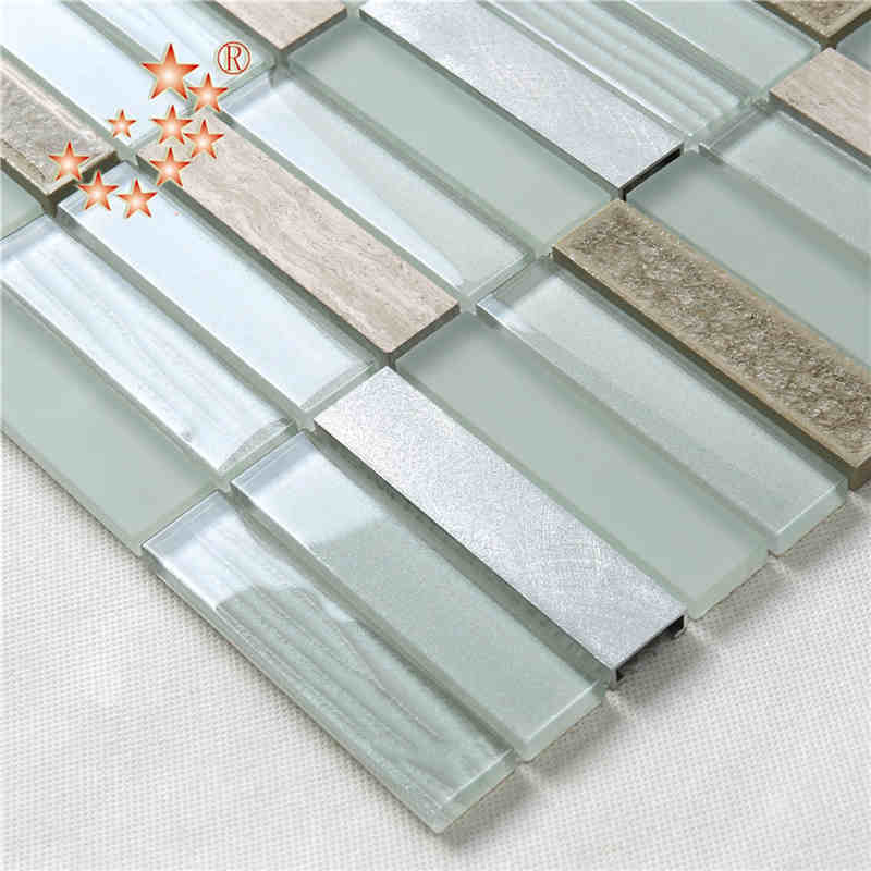 Nieuw product golvende glastegel bubbel glastegel Matglas Gemengd metaal Keramisch Mozaïektegel Voor keuken Spat Terug gebroken glazen tegel arabesk glazen tegel