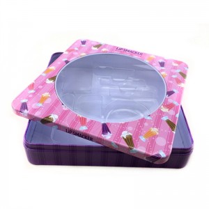 Klein vierkant cosmetisch blikken doosje voor lipgloss met PVC-venster