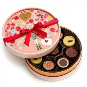 Aangepaste ronde chocolade geschenkdoos snoep verpakking gecoat papier vakken met afdrukken