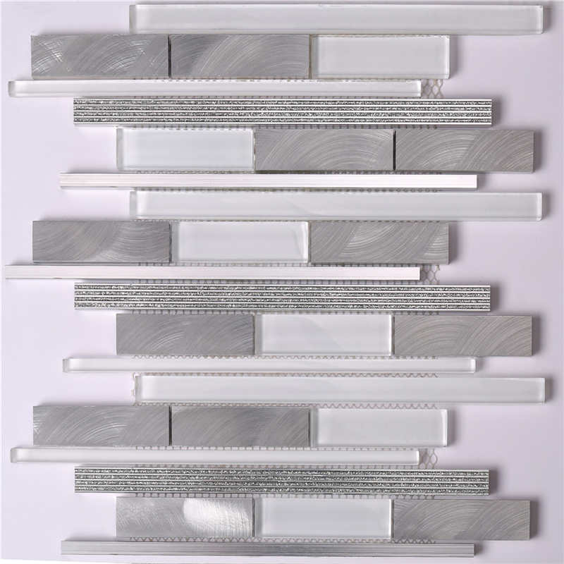 Mozaïektegels van Super White Glass u0026 Alu Bathroom Wall
