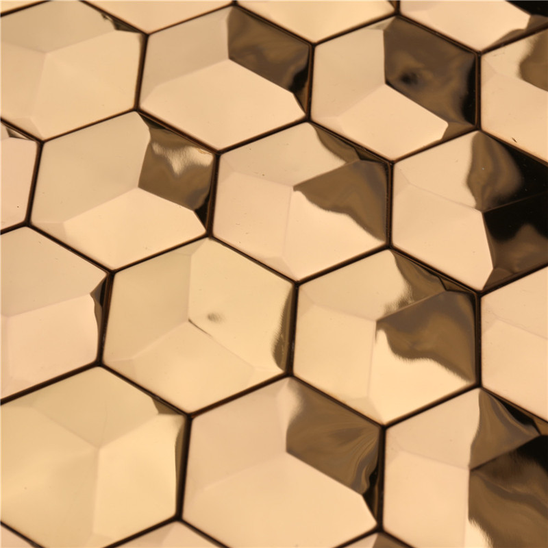 Luxe 3D gouden zeshoekige metalen wandtegels Art Decor