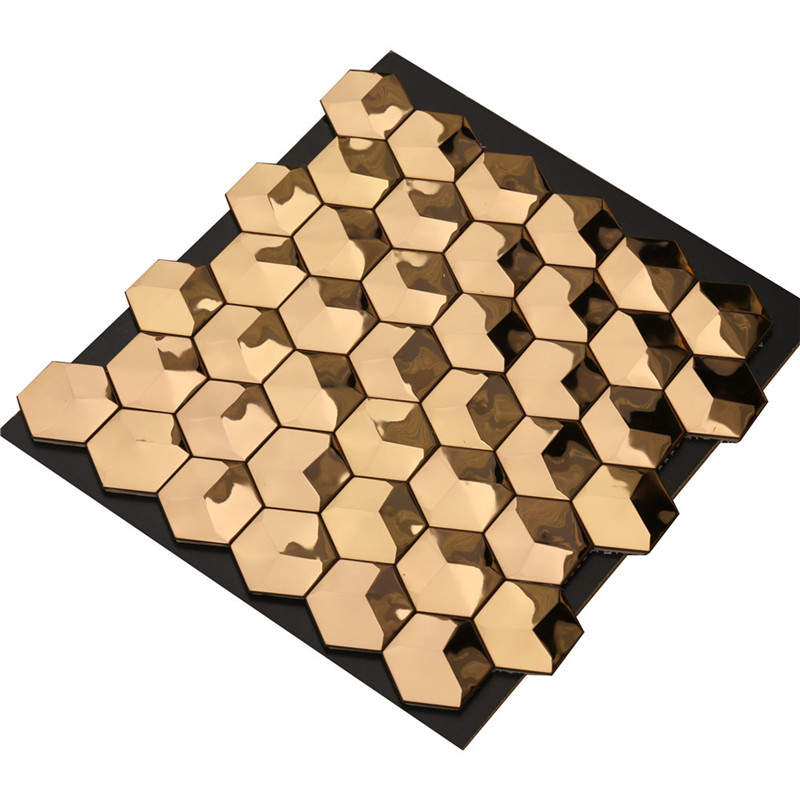 Luxe 3D gouden zeshoekige metalen wandtegels Art Decor