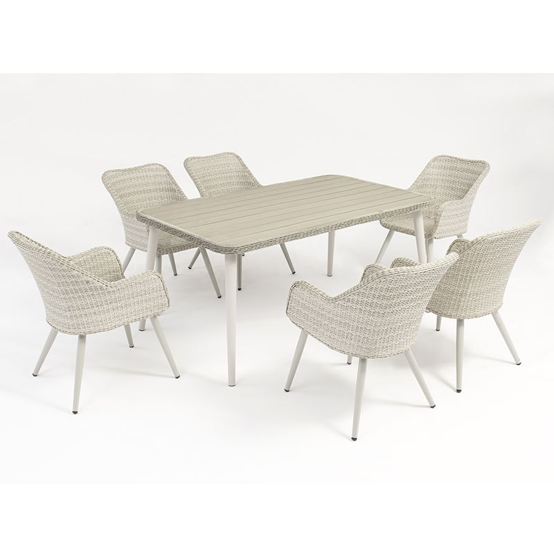 aluminium rotan tuinmeubilair set rechthoek tafel met 6 stoelen