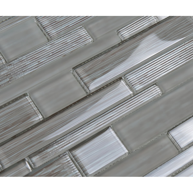 Kristalglas Willekeurig Mixed Strip Mozaïek Back Splash Tile Gray