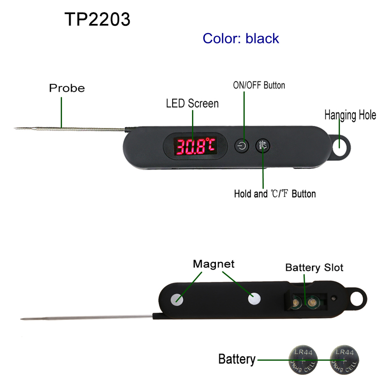 Roestvrij staal Instant Reading digitale keuken vleesthermometer voor het grillen