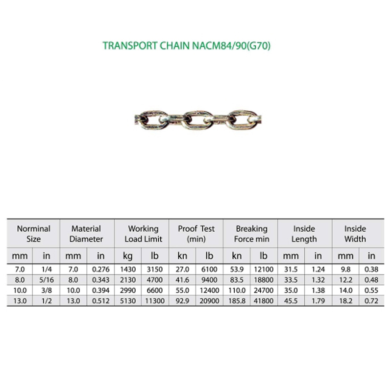 G70 Gelegeerde stalen transportketting Nacm-96 YZ