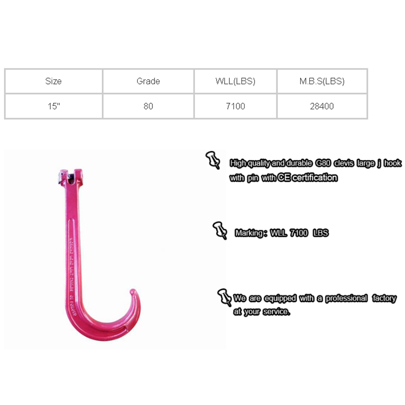 G80 Clevis Grote J-haak met pin