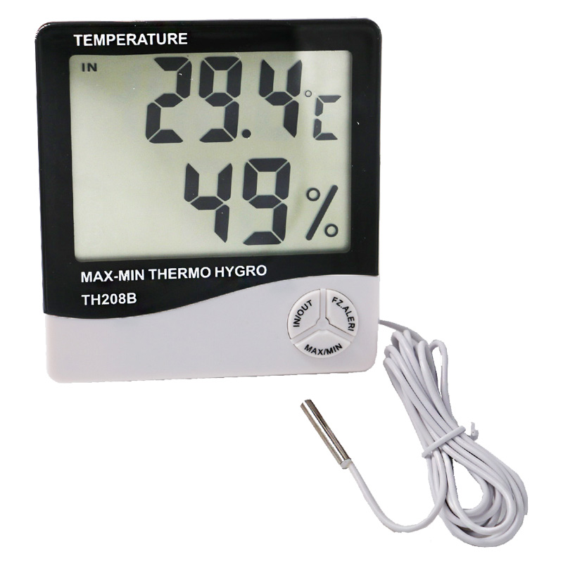 Hoge precisie Fabrieksprijs Geluid-licht Alarm LCD Thermo-hygrometer met externe sensor