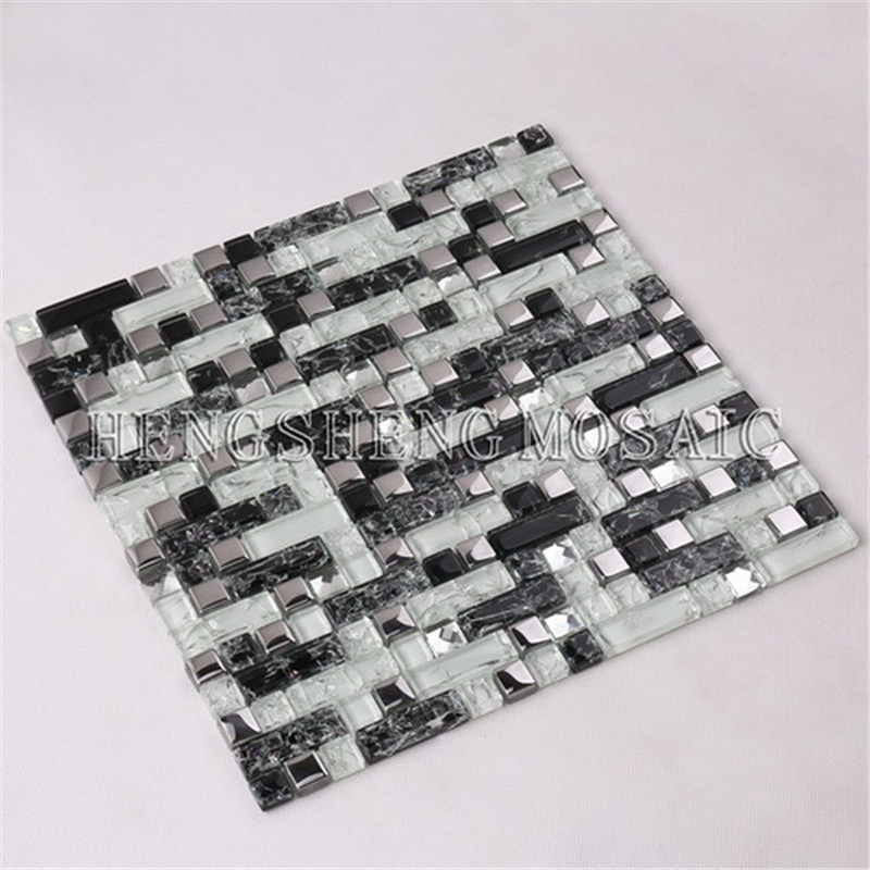 HY07 Fabrieksprijs Fashion design 1 * 1 brak spiegel kristalglas Mozaïektegel voor wanddecoratie