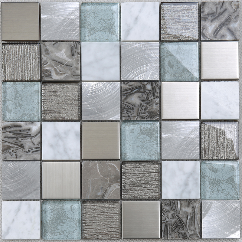 Nieuwste ontwerp aluminium metaal gemengd marmer glasmozaïek voor keuken backsplash muren